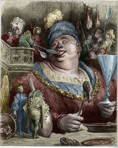 法国作家弗朗索瓦-拉伯雷（Francois Rabelais，1494-1553）小说中的加尔冈图亚角色。古斯塔夫-多雷（1832-1883）的插图。 作者 古斯塔夫·多尔（Gustave Dore）