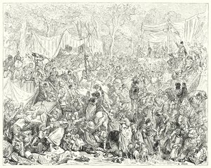 古斯塔夫·多尔 (Gustave Dore) 的《堂吉诃德》：“堂吉诃德在卡马乔和基特里亚的婚礼上的到来”（版画） 作者 古斯塔夫·多尔（Gustave Dore）
