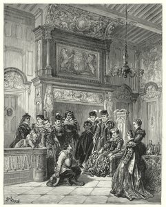 古斯塔夫·多尔 (Gustave Dore) 的《唐吉诃德》：“应公爵夫人的要求，他非常忠实地讲述了已故的假装结界的整个段落”（版画） 作者 古斯塔夫·多尔（Gustave Dore）