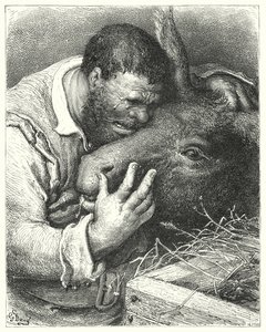 古斯塔夫·多尔 (Gustave Dore) 的《唐吉诃德》：“‘过来，’他说，‘我的朋友；你是我旅行和苦难中忠实的伙伴和伙伴’”（版画） 作者 古斯塔夫·多尔（Gustave Dore）