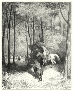 古斯塔夫·多尔 (Gustave Dore) 的《唐吉诃德》：“唐吉诃德描述了一家公司，在近距离观察时，他认为该公司是有品质的人”（版画） 作者 古斯塔夫·多尔（Gustave Dore）
