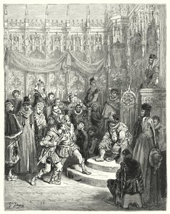 古斯塔夫·多尔 (Gustave Dore) 的《唐吉诃德》：“桑乔·潘萨总督主持正义”（版画） 作者 古斯塔夫·多尔（Gustave Dore）