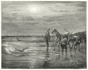 古斯塔夫·多尔 (Gustave Dore) 的《唐吉诃德》：“‘我的幸福就此落下，再也不会升起’”（版画） 作者 古斯塔夫·多尔（Gustave Dore）
