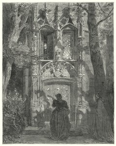 古斯塔夫·多尔 (Gustave Dore) 的《唐吉诃德》：“求爱的少女在这里结束了她的歌”（版画） 作者 古斯塔夫·多尔（Gustave Dore）