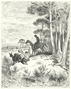 古斯塔夫·多尔 (Gustave Dore) 的《堂吉诃德》：“‘哦，我对家的渴望已久！’”（版画） 作者 古斯塔夫·多尔（Gustave Dore）
