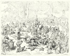 Gustave Dores Don Quixote: "Poor Sancho followed his master with a heavy heart" (engraving) 作者 古斯塔夫·多尔（Gustave Dore）