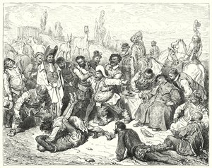 Gustave Dores Don Quixote: "Sancho Panza alone was vexed, fretted himself to death, and raved like a madman" (engraving) 作者 古斯塔夫·多尔（Gustave Dore）