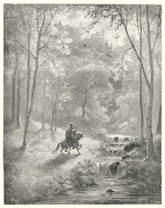 Gustave Dores Don Quixote: "The sky appears to him more transparent, and the sun seems to shine with redoubled brightness" (engraving) 作者 古斯塔夫·多尔（Gustave Dore）