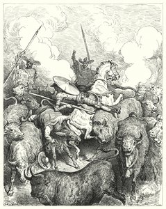 古斯塔夫·多尔 (Gustave Dore) 的《堂吉诃德》：“他们以无情的速度将他们踩在脚下”（版画） 作者 古斯塔夫·多尔（Gustave Dore）