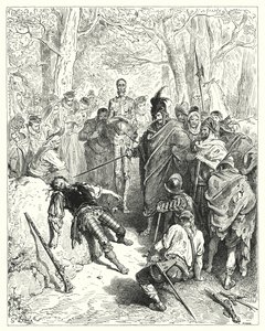 古斯塔夫·多尔 (Gustave Dore) 的《唐吉诃德》：“‘因此我惩罚兵变’，他说”（版画） 作者 古斯塔夫·多尔（Gustave Dore）