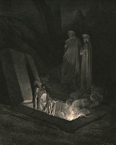 当我站在坟墓脚下时，他向我注视着一个空白，大约1890年。 作者 古斯塔夫·多尔（Gustave Dore）