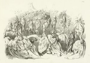 路易十六统治时期的头饰（凹版印刷） 作者 古斯塔夫·多尔（Gustave Dore）