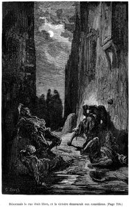 古斯塔夫-多尔（Gustave Dore）为西奥菲尔-戈蒂埃（Theophile Gautier）的小说《弗拉卡斯船长》（Le Capitaine Fracasse）绘制的插图--1883 年夏朋蒂埃版，与古斯塔夫-多尔（G. Dore）于 1866 年在同一出版社绘制的第一版插图几乎完全相同。章节 "剑、击球和其他冒险活动 作者 古斯塔夫·多尔（Gustave Dore）