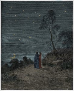Inferno，Canto 2：第一夜的黑暗天空，来自Dante Alighieri的“神曲”的插图，1885年 作者 古斯塔夫·多尔（Gustave Dore）