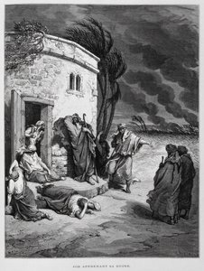 约伯明白了自己的毁灭，插图摘自《多尔圣经 作者 古斯塔夫·多尔（Gustave Dore）