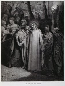 犹大用一个吻背叛了耶稣；插图选自《多尔圣经 作者 古斯塔夫·多尔（Gustave Dore）