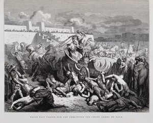 大卫王惩罚亚扪人，插图选自《多尔圣经 作者 古斯塔夫·多尔（Gustave Dore）
