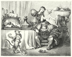 Le Maitre Chat ou le Chat Botte; Puss In Boots（雕刻）。 作者 古斯塔夫·多尔（Gustave Dore）