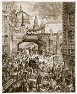Ludgate Hill，来自&39;伦敦，一个朝圣&39;，由William Blanchard Jerrold（1826-94）酒吧撰写。 1872年 作者 古斯塔夫·多尔（Gustave Dore）