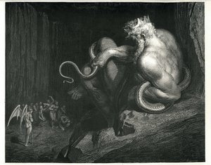 Minos：来自Dante Alighieri的The Enfer 作者 古斯塔夫·多尔（Gustave Dore）