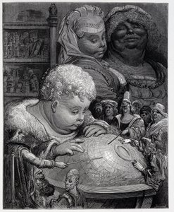 Pantagruel following a course of geography - in “” Gargantua”” by Rabelais, ill. Gustave Dore 作者 古斯塔夫·多尔（Gustave Dore）