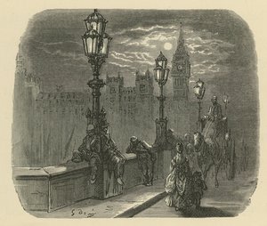 威斯敏斯特桥上的人和车厢 作者 古斯塔夫·多尔（Gustave Dore）