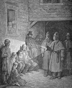 在伦敦Rookery巡逻的警察，由Stephane Pannemaker（1847-1930）雕刻。 作者 古斯塔夫·多尔（Gustave Dore）