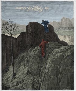 Purgatorio，Canto 4：Virgil带领Dante走上崎岖的山坡，来自Dante Alighieri的“The Divine Comedy”的插图，1885年 作者 古斯塔夫·多尔（Gustave Dore）