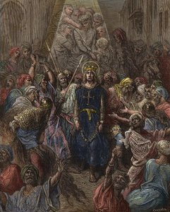 1250年第七次十字军东征期间，圣路易在曼苏拉被俘--国王路易九世（1214-70）在埃及被俘--古斯塔夫-多雷的雕刻作品--摘自约瑟夫-弗朗索瓦-米肖的《十字军东征史》。 作者 古斯塔夫·多尔（Gustave Dore）