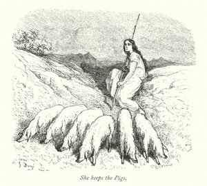 她养猪（雕刻） 作者 古斯塔夫·多尔（Gustave Dore）