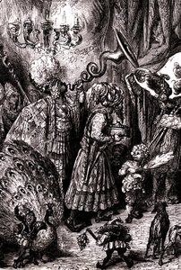 水手辛巴达（Sindbad）--一千零一夜（1001）的故事--古斯塔夫-多尔（Gustave Dore）的插图（细节）--麦克斯韦 1865 年版--第六次航行：前往塞兰迪布国王的宫廷 作者 古斯塔夫·多尔（Gustave Dore）