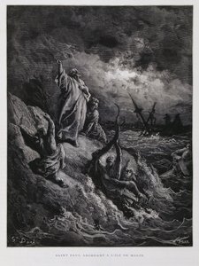 圣保罗在马耳他登陆，《多尔圣经》插图 作者 古斯塔夫·多尔（Gustave Dore）