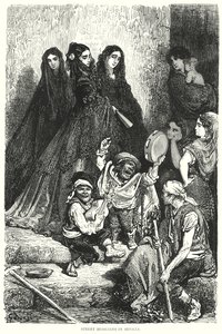 塞维利亚的街头音乐家（雕刻） 作者 古斯塔夫·多尔（Gustave Dore）