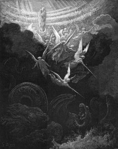 大天使米迦勒和他的天使与龙作战，1865-1866年 作者 古斯塔夫·多尔（Gustave Dore）