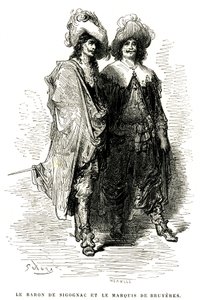 西戈纳克男爵和布鲁耶尔侯爵。古斯塔夫-多尔为 Theophile Gautier 的小说《Le capitaine Fracasse》绘制的插图，1863 年夏朋蒂埃版。 作者 古斯塔夫·多尔（Gustave Dore）
