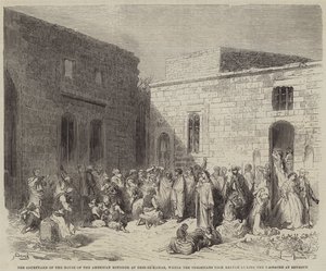 在Deir-el-Kamar的美国部长之家的庭院，基督徒在哪里？ 作者 古斯塔夫·多尔（Gustave Dore）