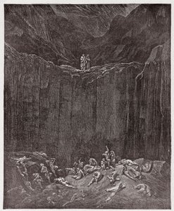 神曲》（La Divina Commedia, La Divine Comedie），《地狱》，第29节：在山谷中受折磨的伪造者--作者但丁-阿利吉耶里（1265-1321）--古斯塔夫-多尔（1832-1883）的插图。 作者 古斯塔夫·多尔（Gustave Dore）