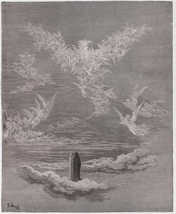 神曲》（La Divina Commedia, La Divine Comedie），《帕拉迪索》，第19节：受祝福的灵魂在空中形成一只鹰--但丁-阿利吉耶里（1265-1321）--古斯塔夫-多尔（1832-1883）的插图。 作者 古斯塔夫·多尔（Gustave Dore）
