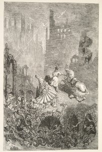佩勒姆斯城堡的垮台，来自查尔斯亨利汉森的“亚瑟王日的故事”，pub.1898 作者 古斯塔夫·多尔（Gustave Dore）