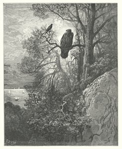 拉封丹寓言：鹰与喜鹊》（雕刻） 作者 古斯塔夫·多尔（Gustave Dore）