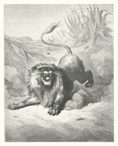 拉封丹寓言狮子和侏儒》（雕刻） 作者 古斯塔夫·多尔（Gustave Dore）