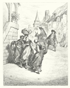 拉封丹寓言：磨坊主、他的儿子和驴子（雕刻） 作者 古斯塔夫·多尔（Gustave Dore）