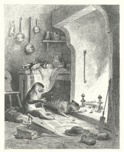 拉封丹寓言：猴子和猫（雕刻） 作者 古斯塔夫·多尔（Gustave Dore）