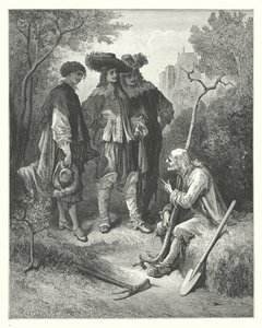 拉封丹寓言：老人与三个年轻人》（雕刻） 作者 古斯塔夫·多尔（Gustave Dore）