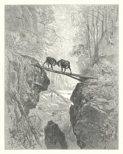 拉封丹寓言两只山羊》（雕刻） 作者 古斯塔夫·多尔（Gustave Dore）