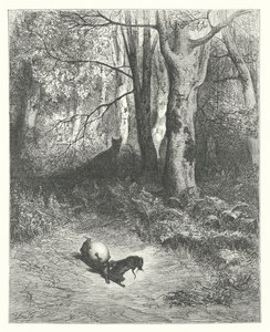 拉封丹寓言：两只老鼠》、《狐狸和蛋》（版画） 作者 古斯塔夫·多尔（Gustave Dore）