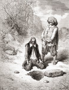 从19世纪晚期版本的Fables de La Fontaine（木版画）中失去宝藏的Miser
