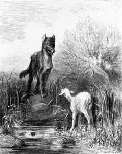 狼和羊 "寓言 "选自多雷的《拉封丹》。 作者 古斯塔夫·多尔（Gustave Dore）