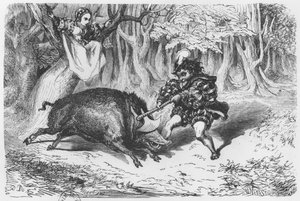 Violette和Pooh，来自Comtesse de Segur的“The New Tales of Fees”中的&39;Pooh&39;插图（1799-1874） 作者 古斯塔夫·多尔（Gustave Dore）