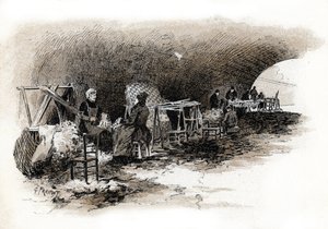 Cardeuses sous le Pont Marie (玛丽桥下的羊毛梳理工)（巴黎玛丽桥下梳理羊毛的工人） 巴黎 Gustave Fraipont（1849-1923 年）根据 Saint-Juirs 的《La seine a travers Paris》绘制的图画